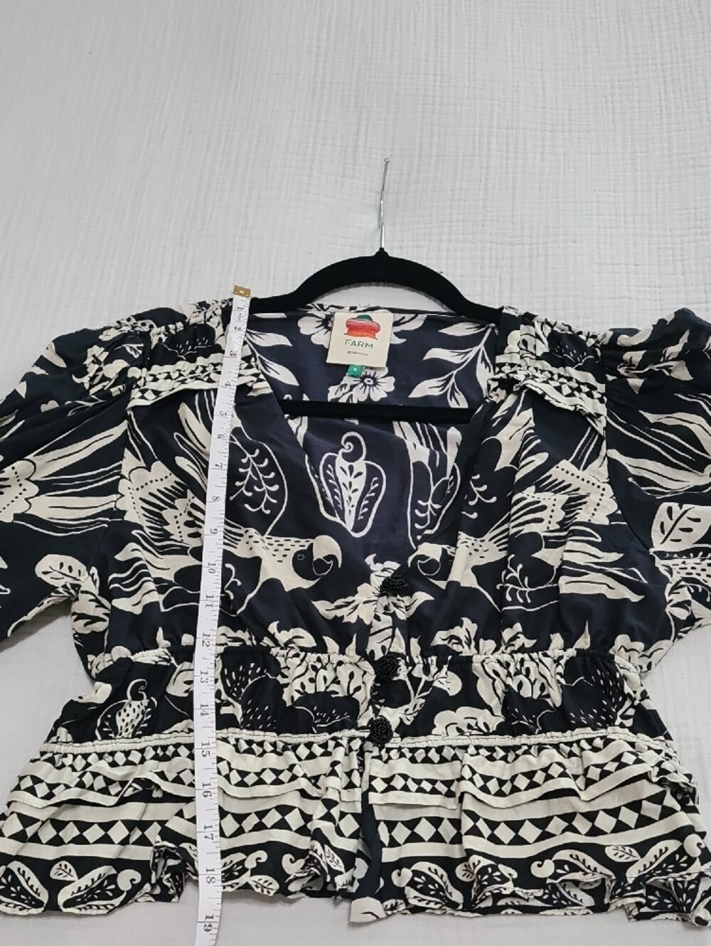 FARM Rio Black & Cream Floral Parrot Blouse - Picture 6 of 8